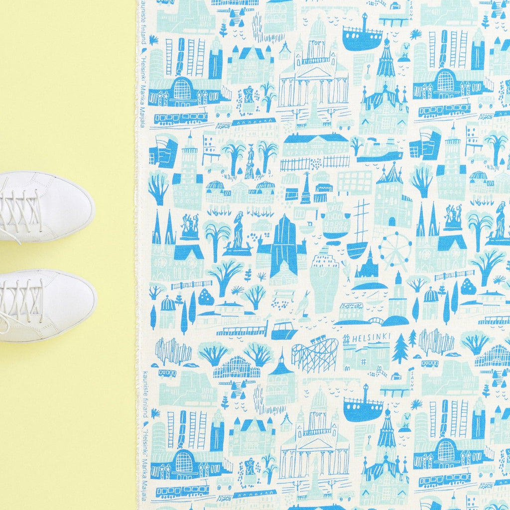Helsinki Blue Linen Fabric
