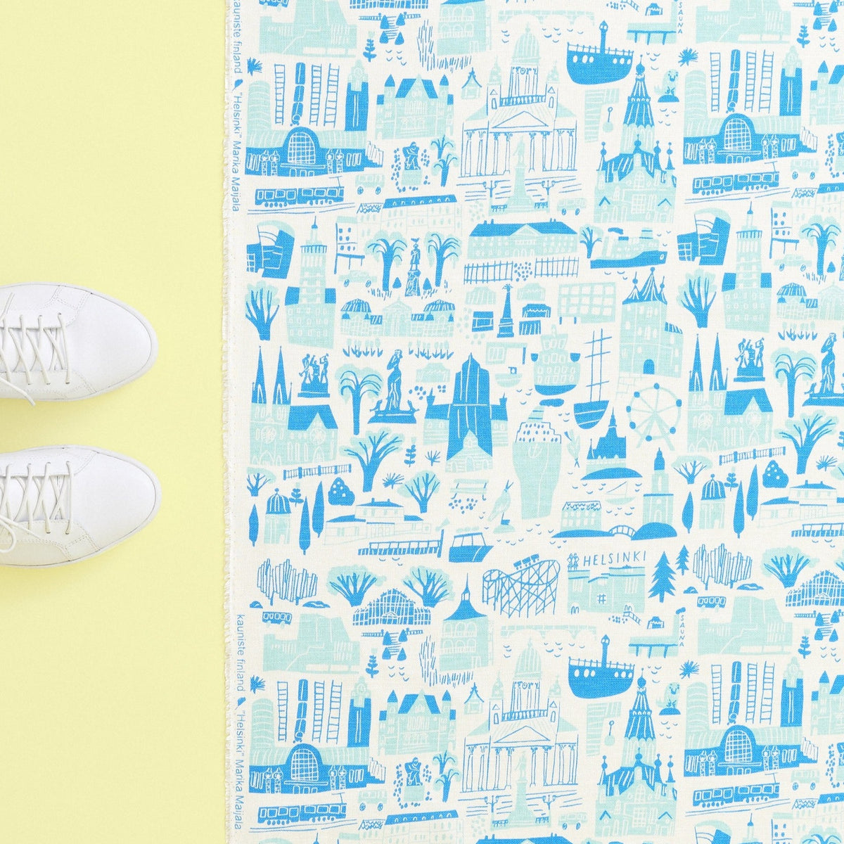 Helsinki Blue Linen Fabric