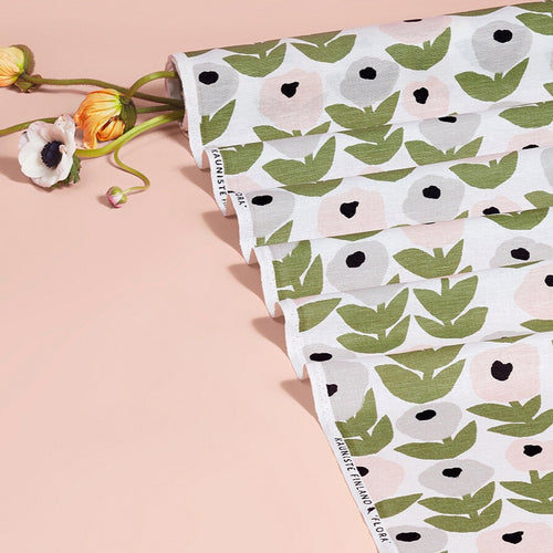 Flora Grey Linen Fabric