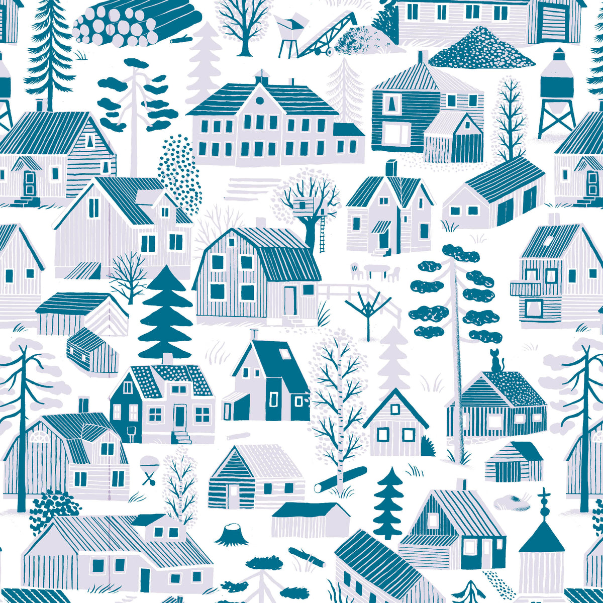 Mökkilä Blue Linen Fabric