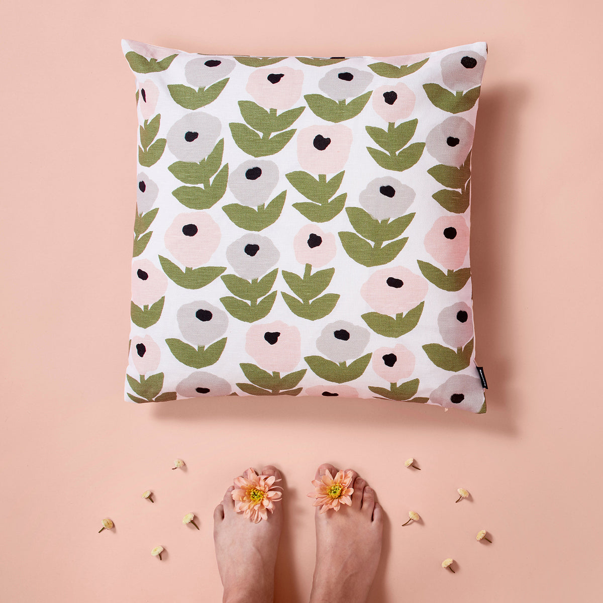 Flora Grey Cushion Cover
