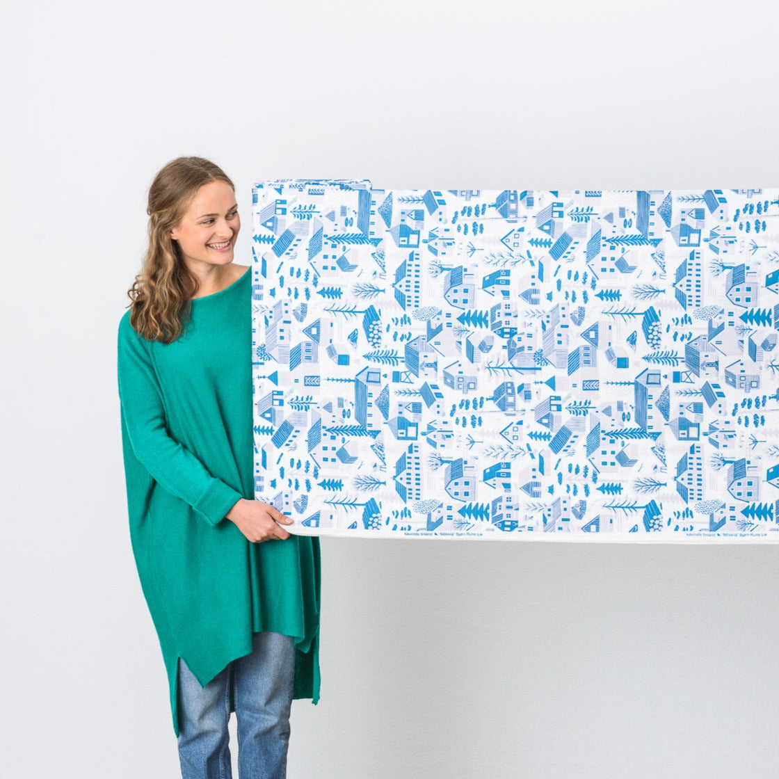 Mökkilä Blue Linen Fabric