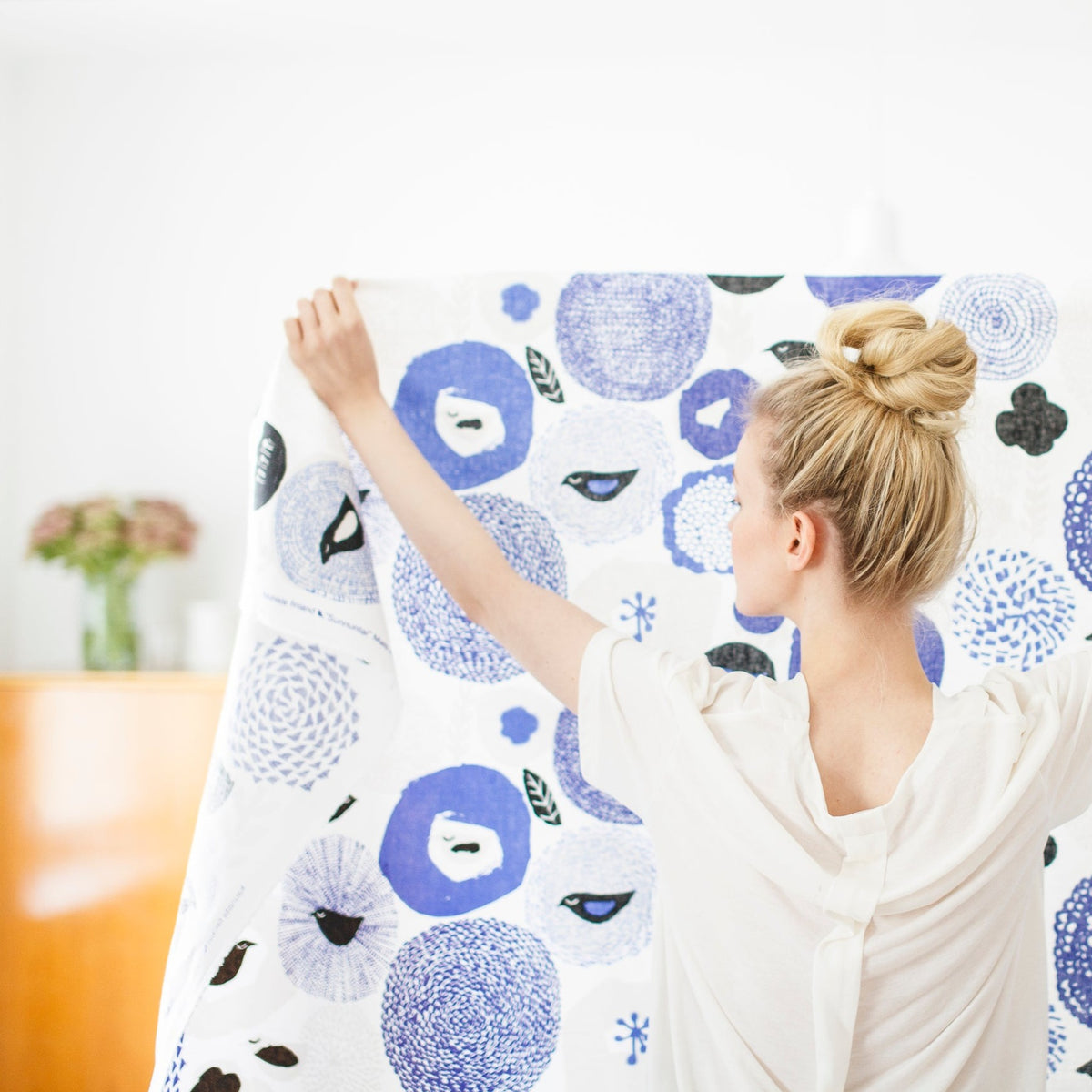 Sunnuntai Blue Linen Fabric